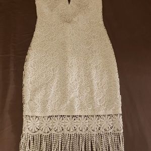 Glamazon White Crochet Fringe Dress